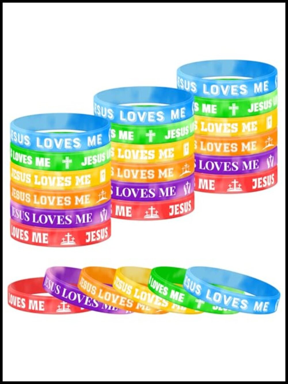 48 Pcs Jesus Loves Me Silicone Bracelets Wristbands Church Favors
